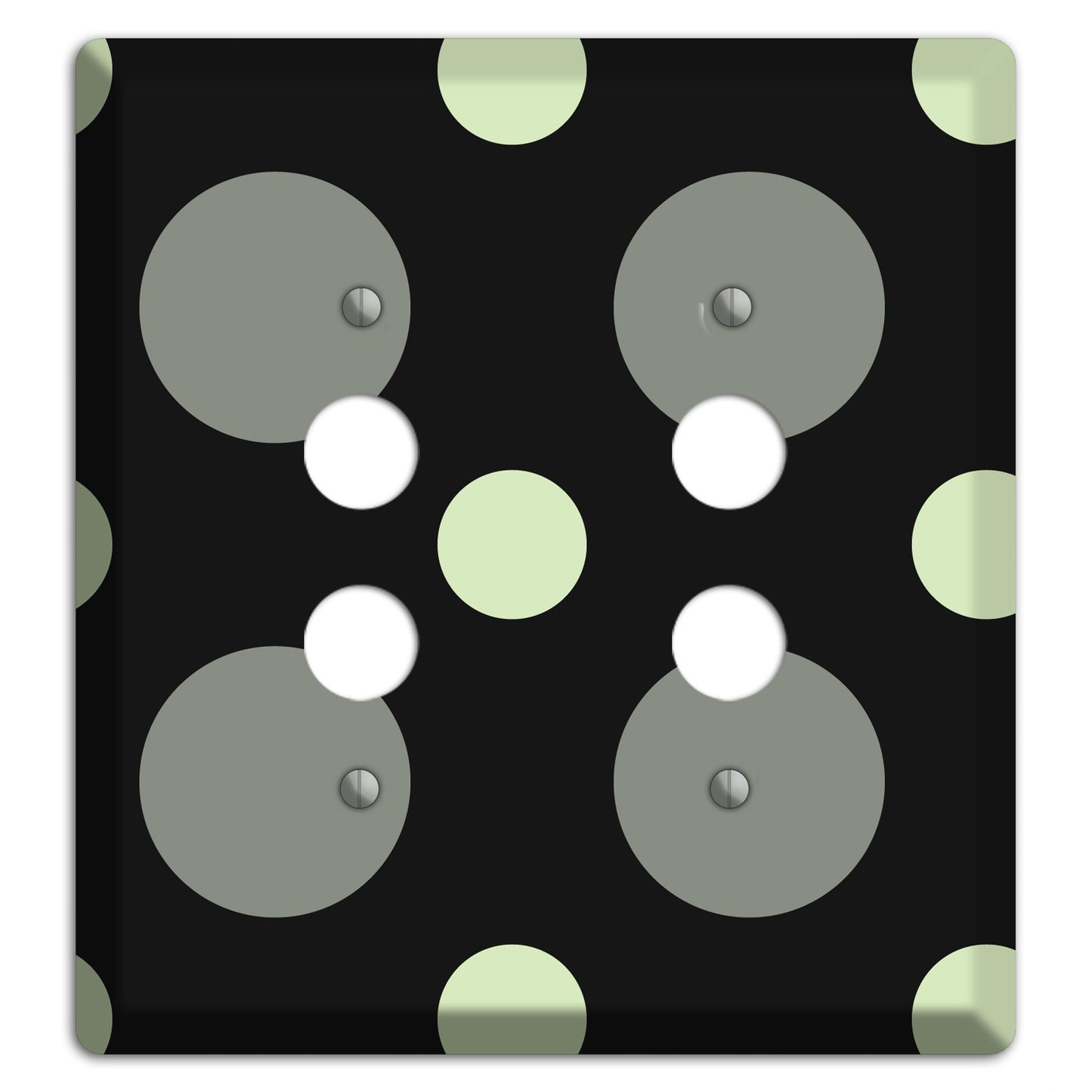 Black with Grey and Sage Multi Medium Polka Dots 2 Pushbutton Wallplate