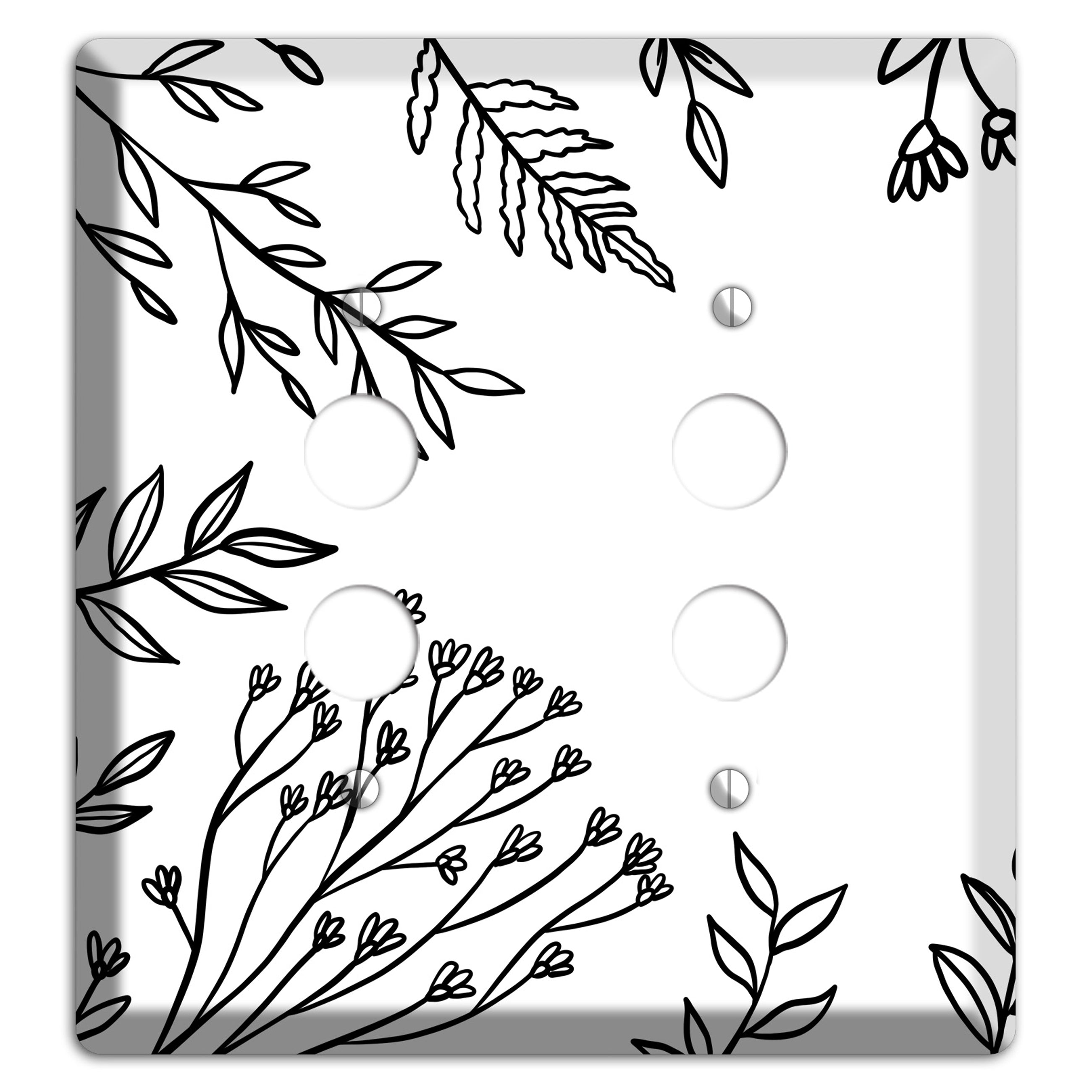 Hand-Drawn Floral 38 2 Pushbutton Wallplate
