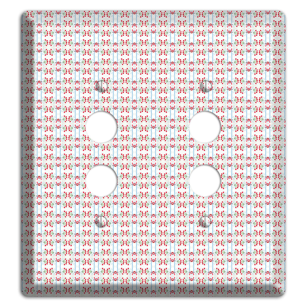 White with Red Blue Tapestry 2 Pushbutton Wallplate