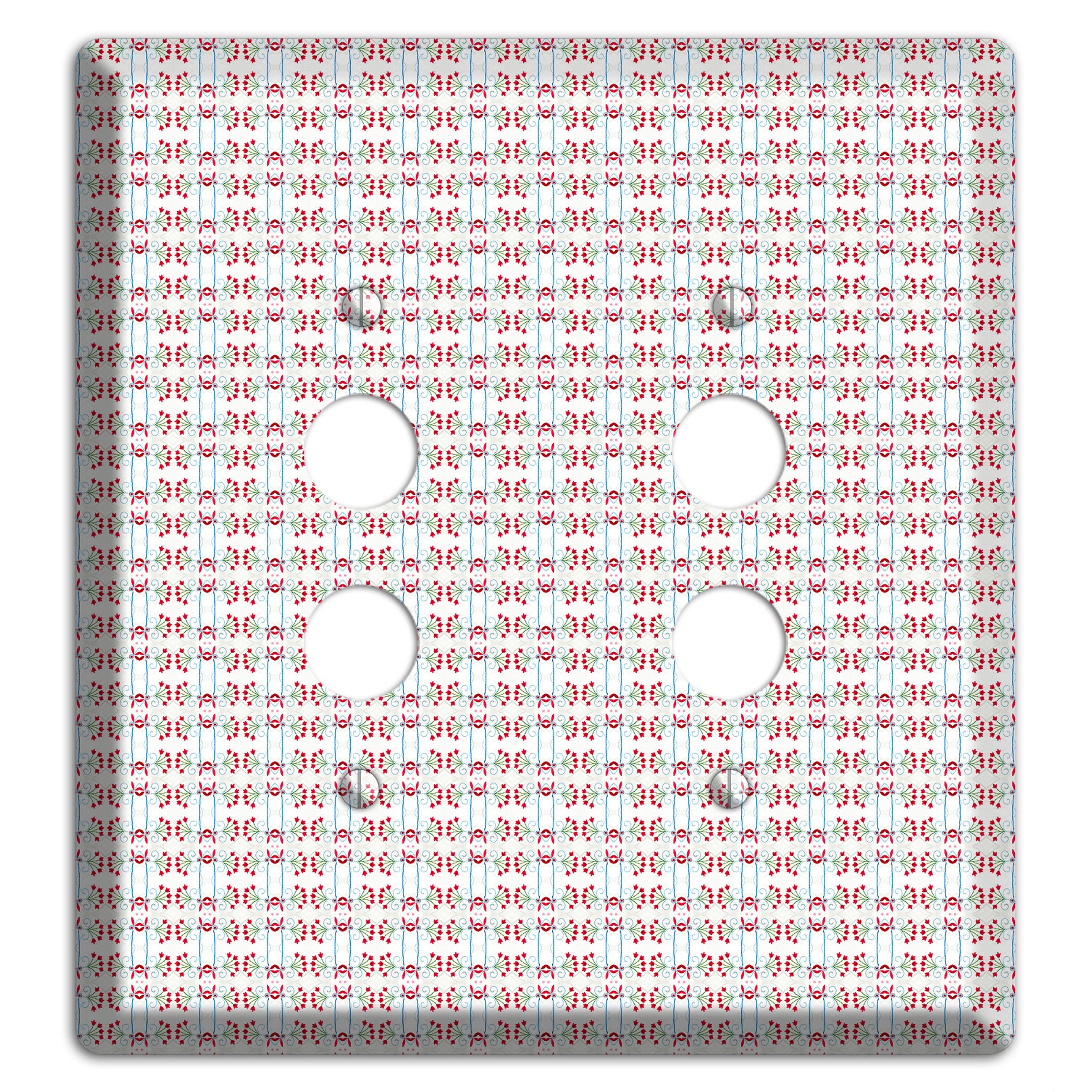 White with Red Blue Tapestry 2 Pushbutton Wallplate