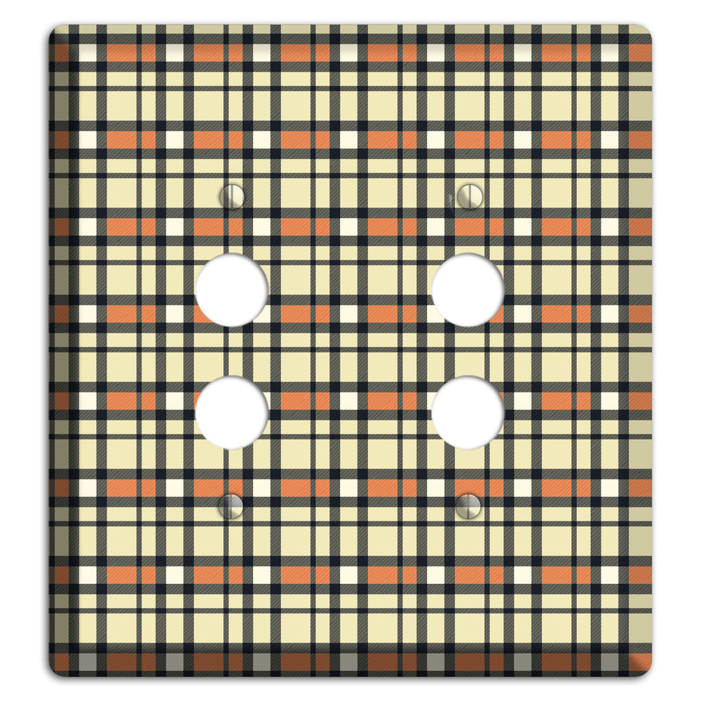 Beige and Brown Plaid 2 Pushbutton Wallplate