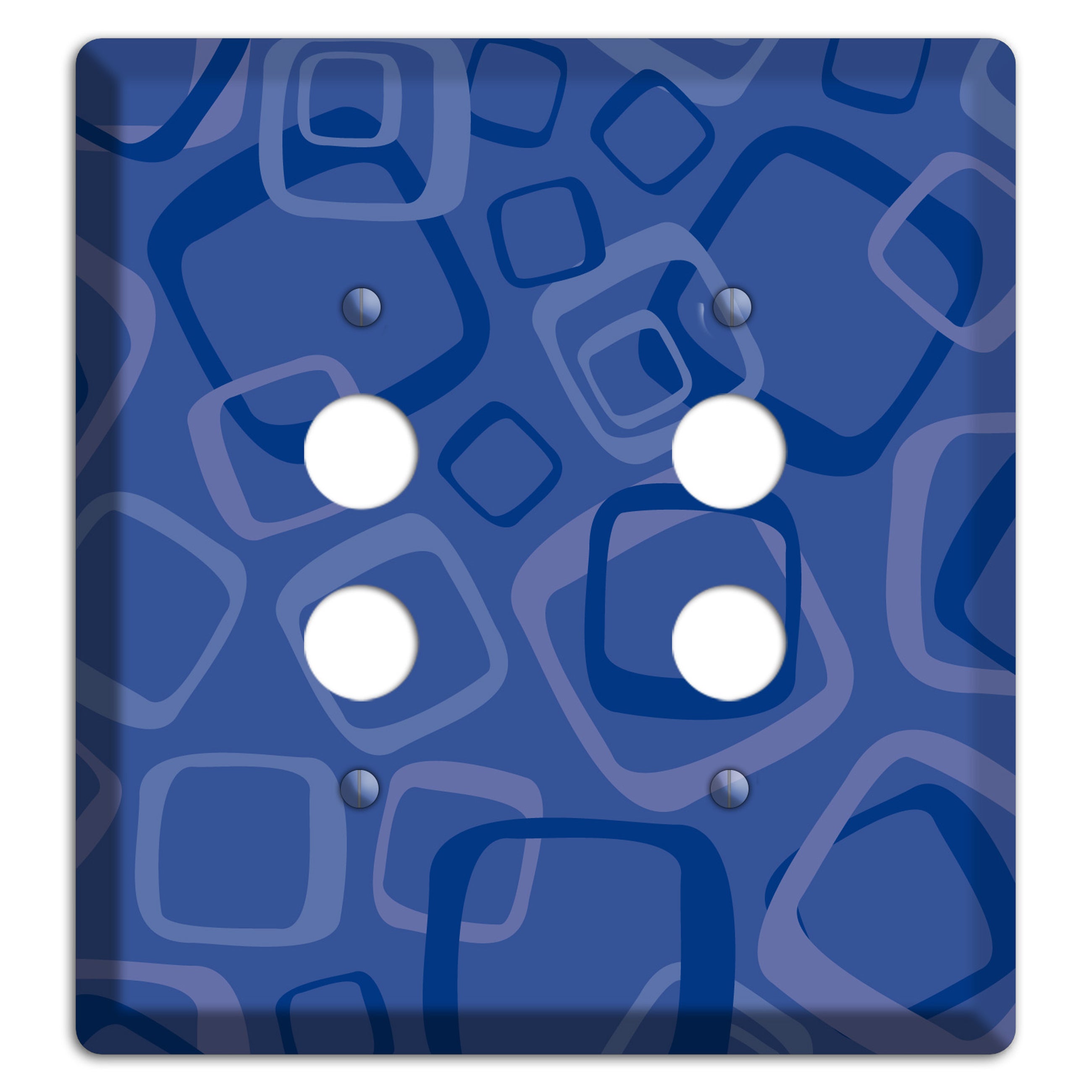Multi Blue Random Retro Squares 2 Pushbutton Wallplate