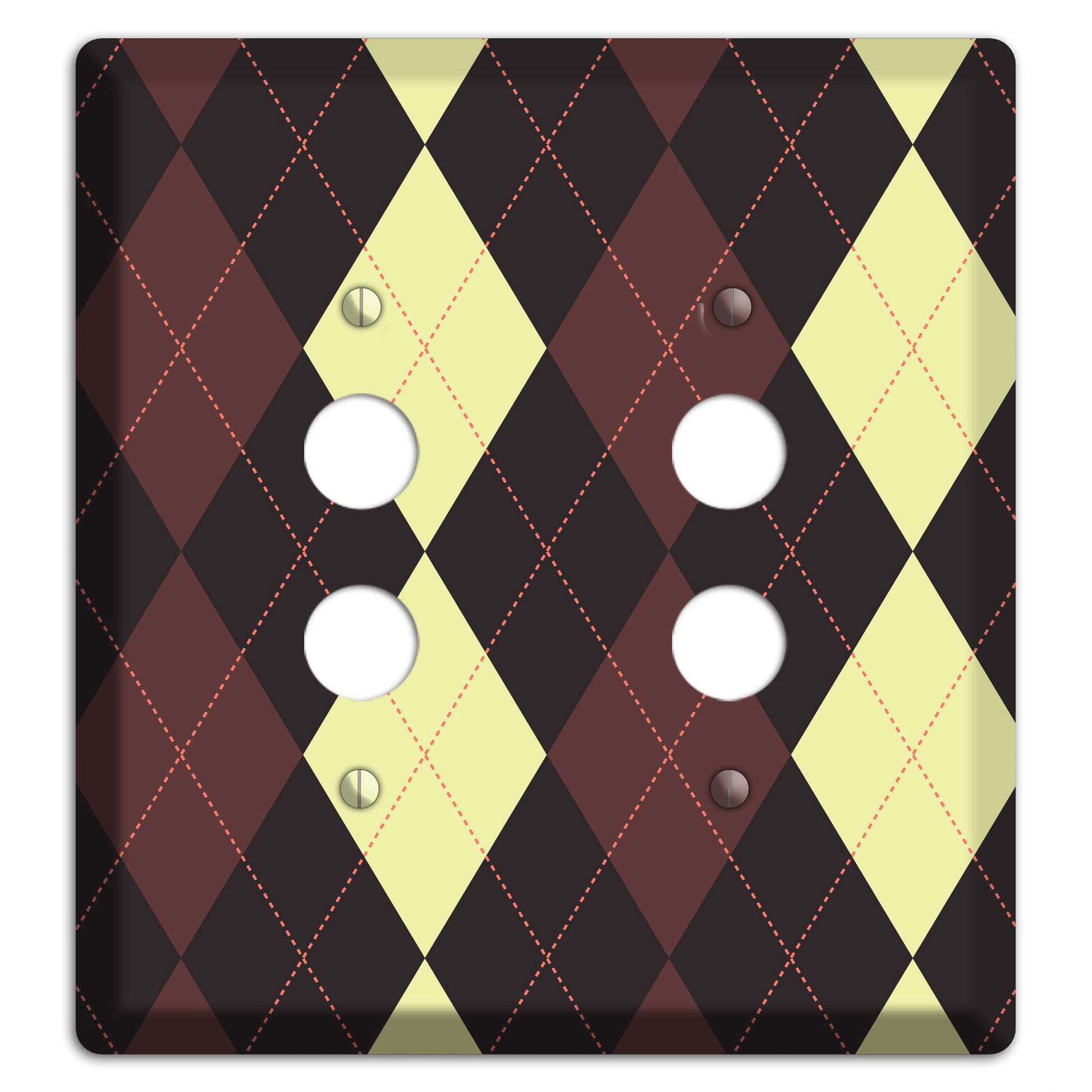 Maroon and Yellow Argyle 2 Pushbutton Wallplate