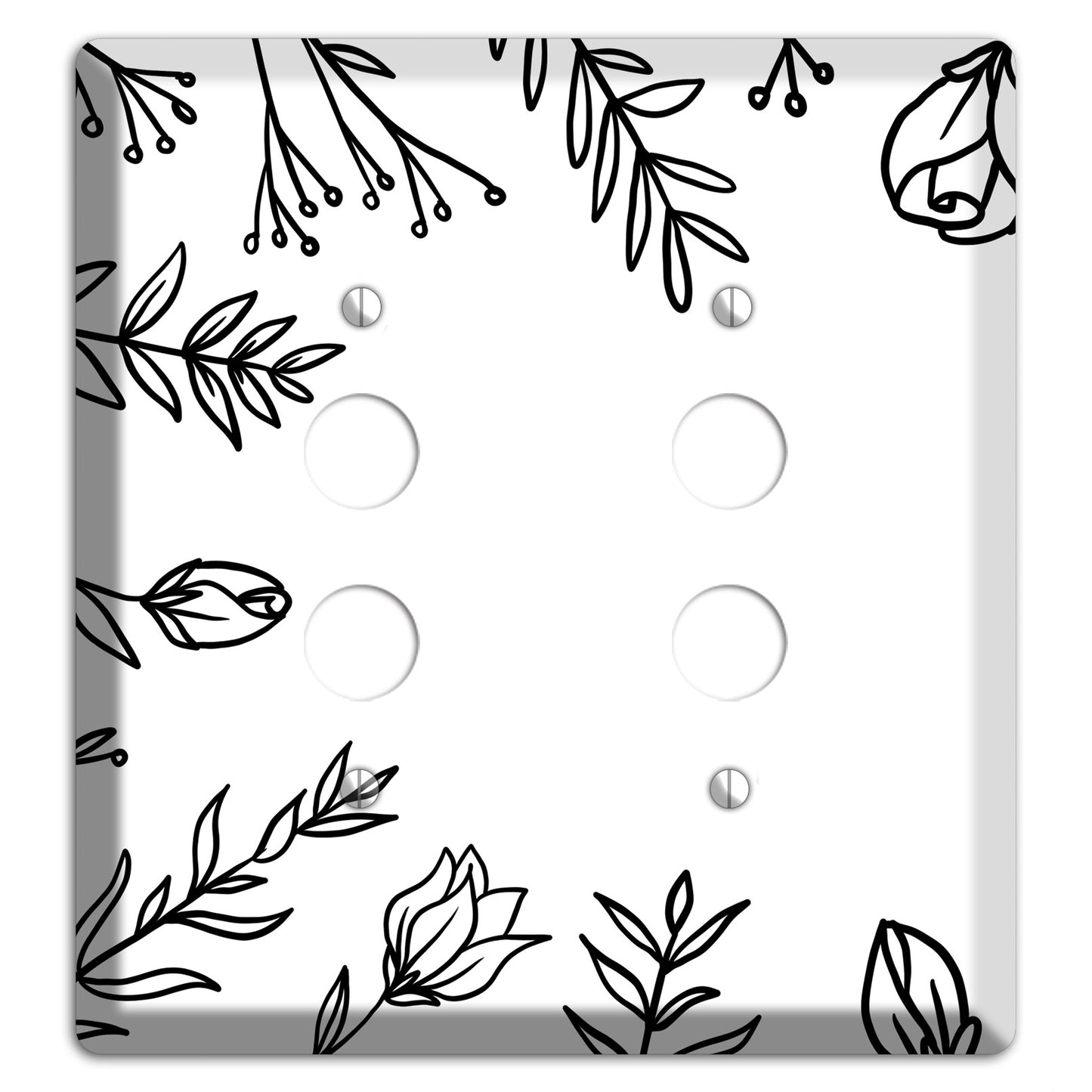 Hand-Drawn Floral 36 2 Pushbutton Wallplate