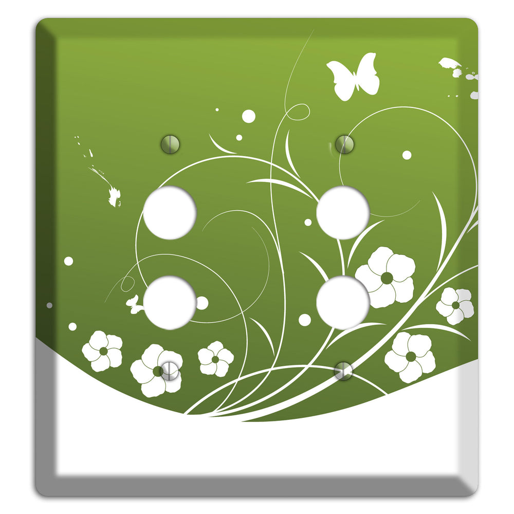 Green Floral Sprig 2 Pushbutton Wallplate