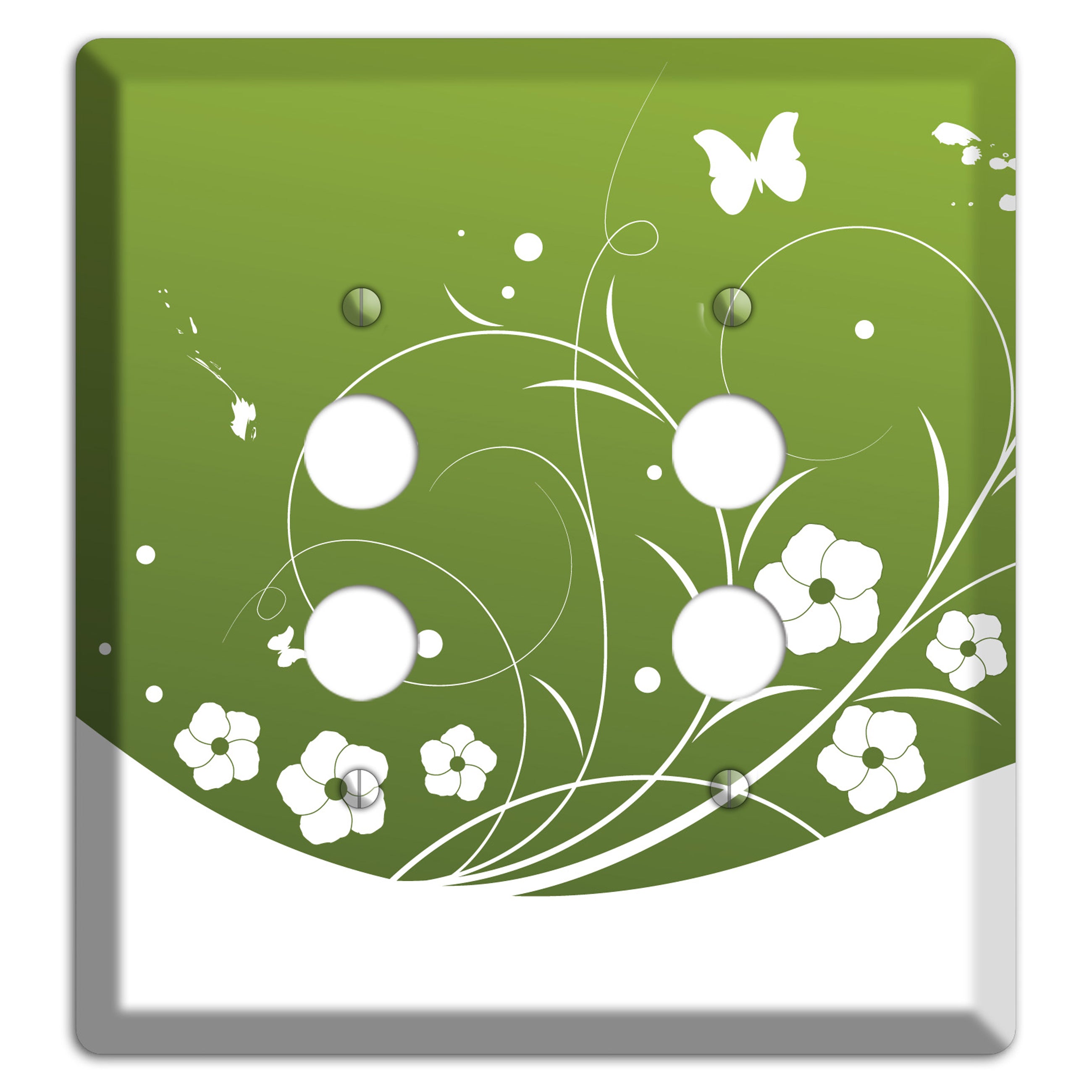 Green Floral Sprig 2 Pushbutton Wallplate