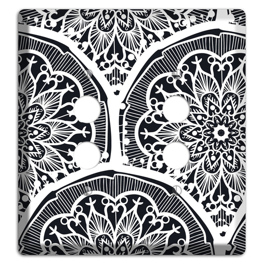 Mandala Black and White Style O Cover Plates 2 Pushbutton Wallplate