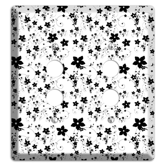 Black and White Flowers 2 Pushbutton Wallplate