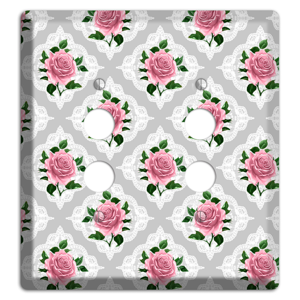 Gray Rose Doily 2 Pushbutton Wallplate