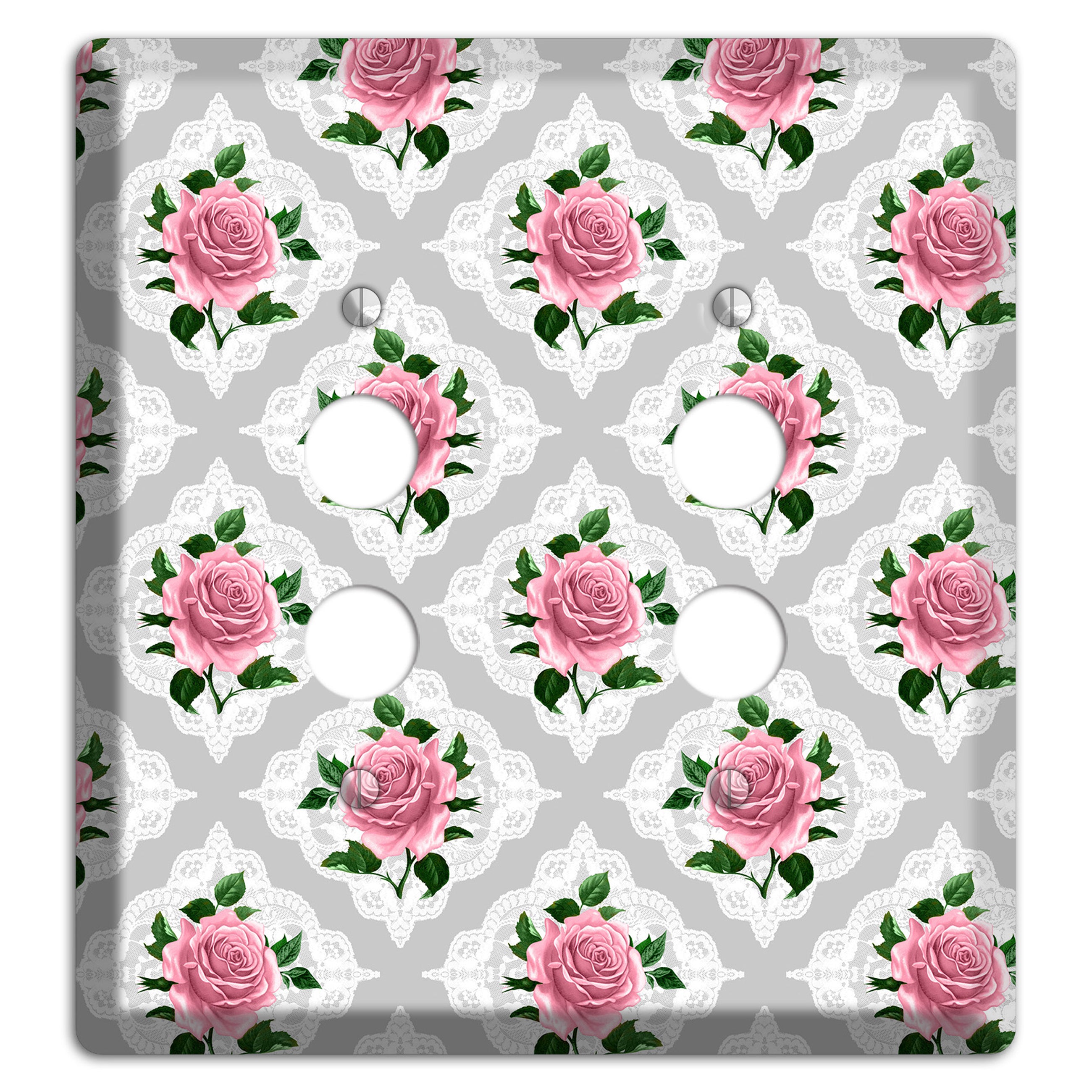 Gray Rose Doily 2 Pushbutton Wallplate