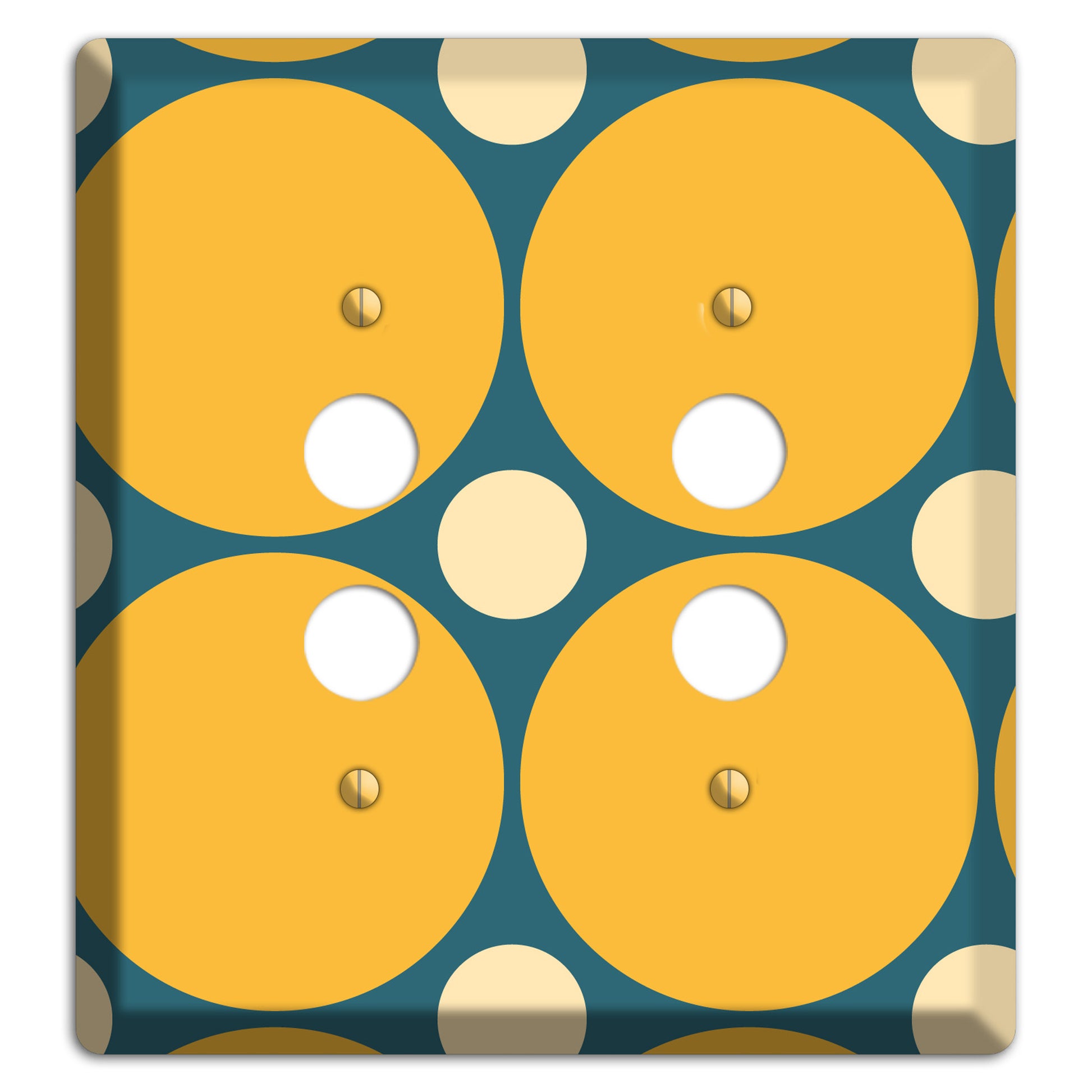 Jade with Mustard and Beige Multi Tiled Large Dots 2 Pushbutton Wallplate