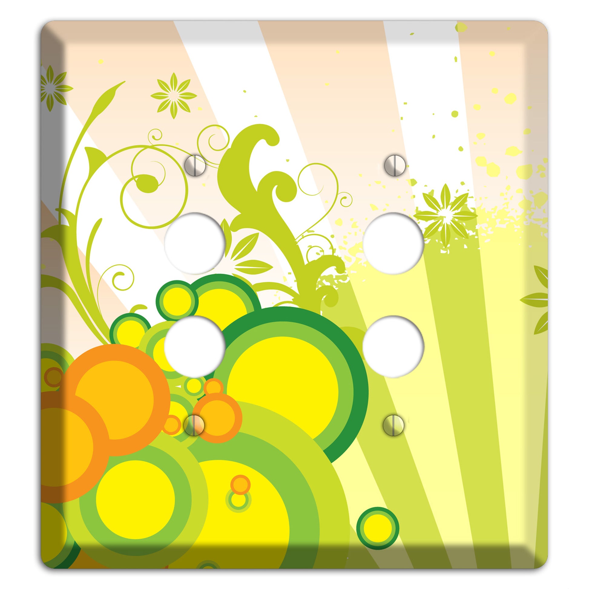 Green Yellow Orange Retro Sprig 2 Pushbutton Wallplate