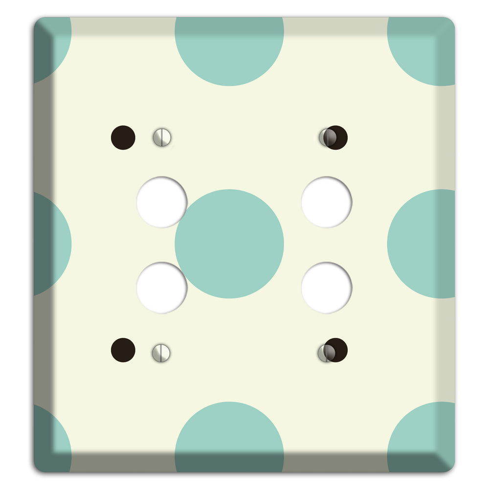 Soft Green with Aqua and Black Multi Tiled Medium Dots 2 Pushbutton Wallplate