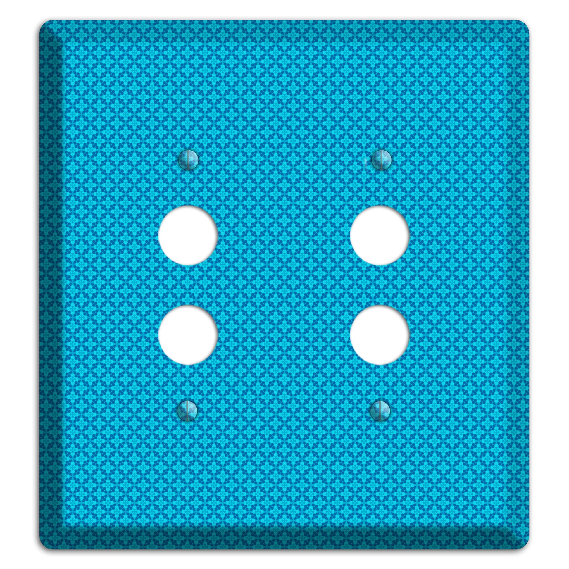 Multi Blue Checkered Quatrefoil 2 Pushbutton Wallplate