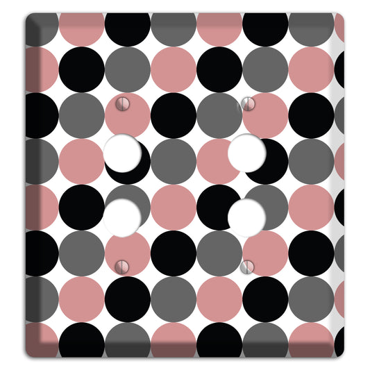 Grey Pink Black Tiled Dots 2 Pushbutton Wallplate