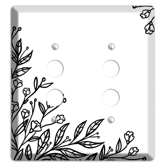 Hand-Drawn Floral 2 2 Pushbutton Wallplate