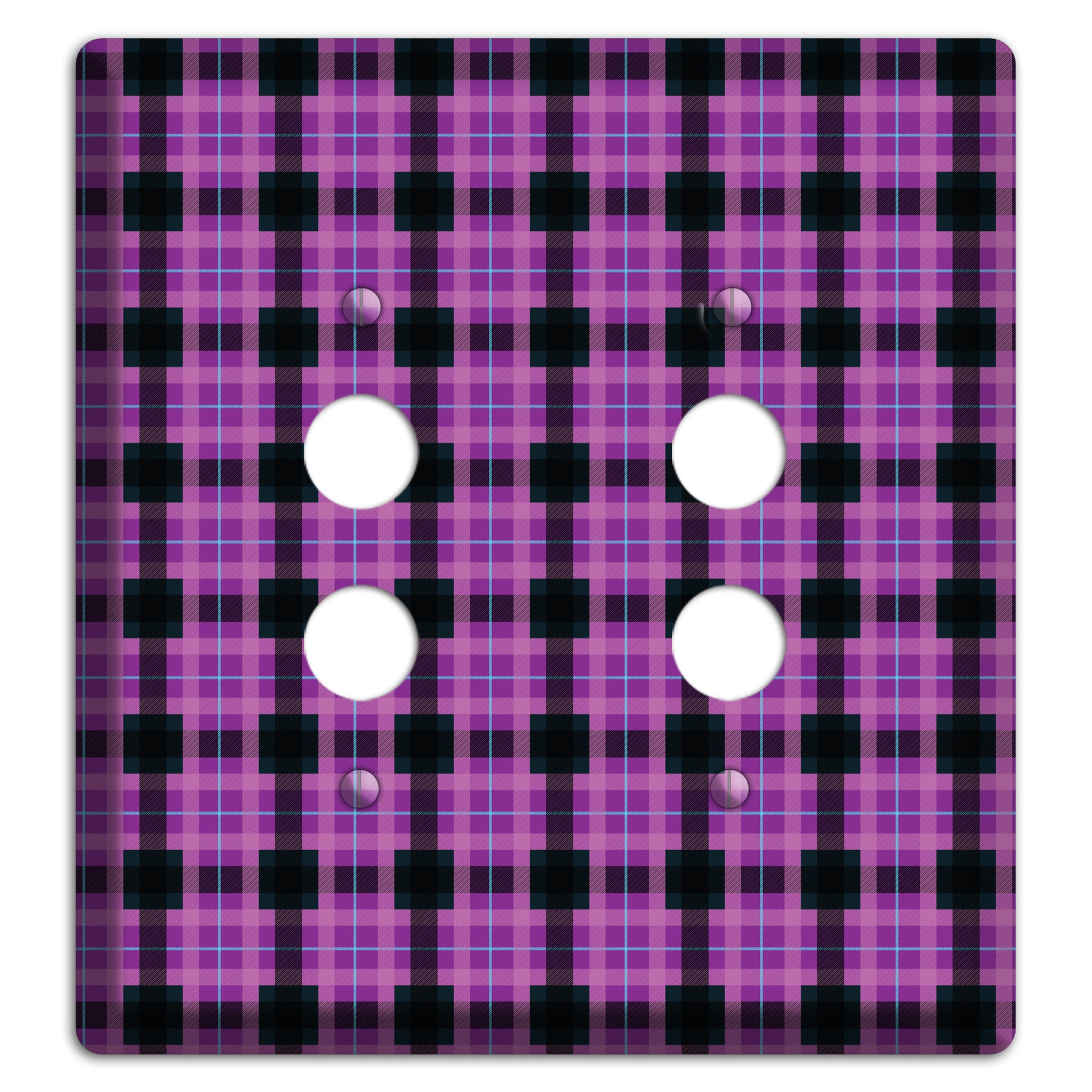 Purple and Black Plaid 2 Pushbutton Wallplate
