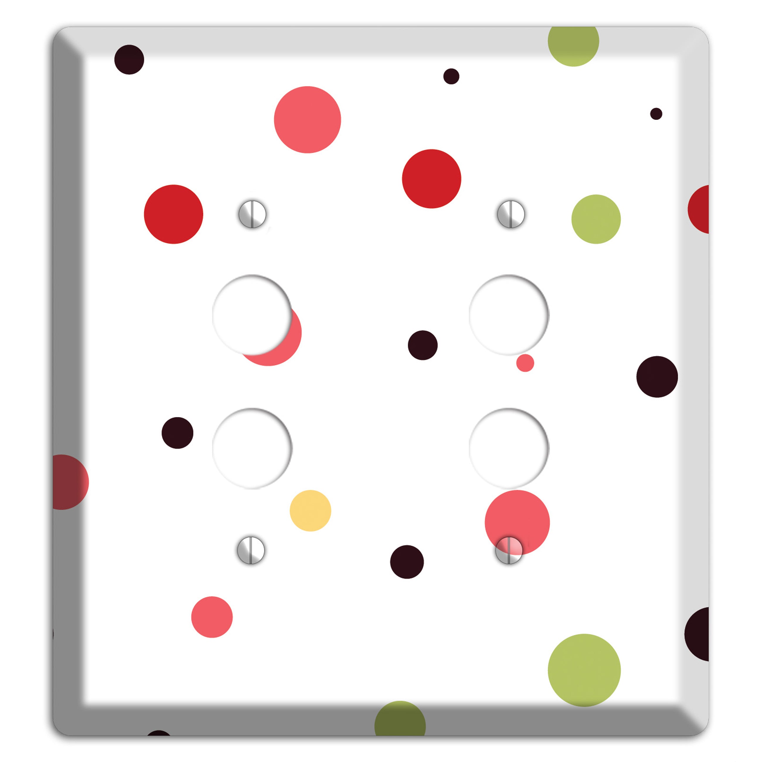 White with Multi Pink Small Dots 2 Pushbutton Wallplate