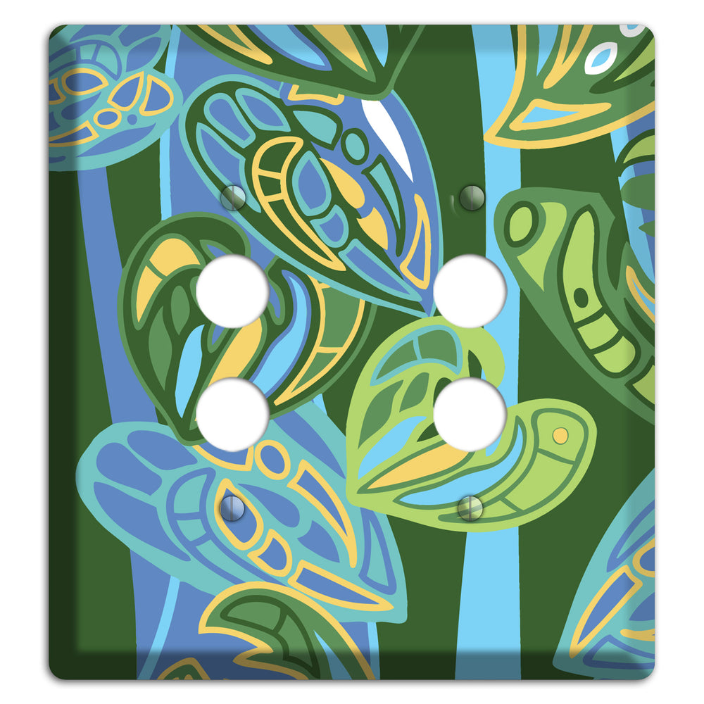 Pacific Blue and Green 2 Pushbutton Wallplate