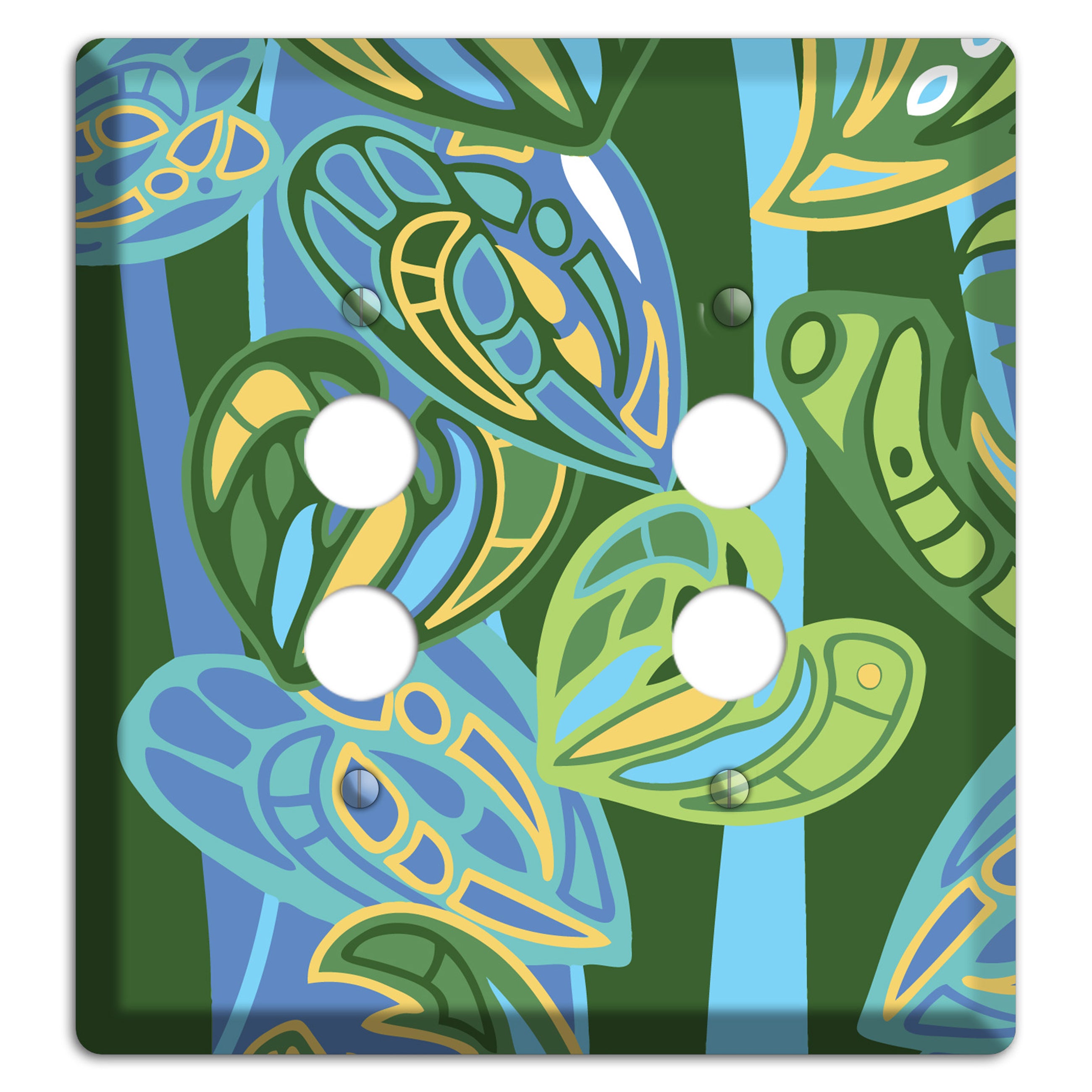 Pacific Blue and Green 2 Pushbutton Wallplate