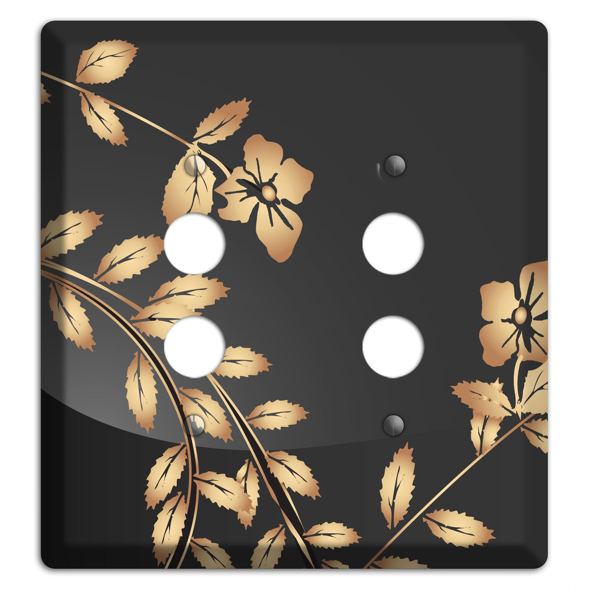 Black Sprig 2 Pushbutton Wallplate