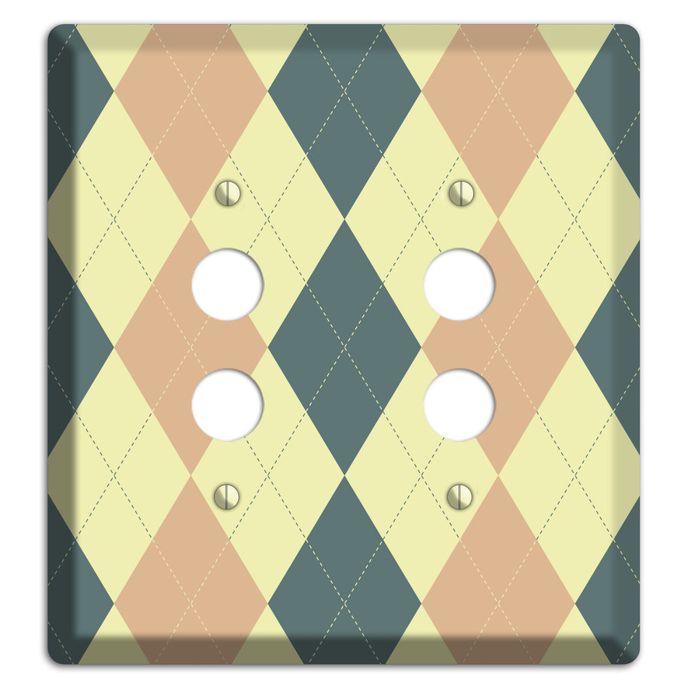 Yellow and Beige Argyle 2 Pushbutton Wallplate