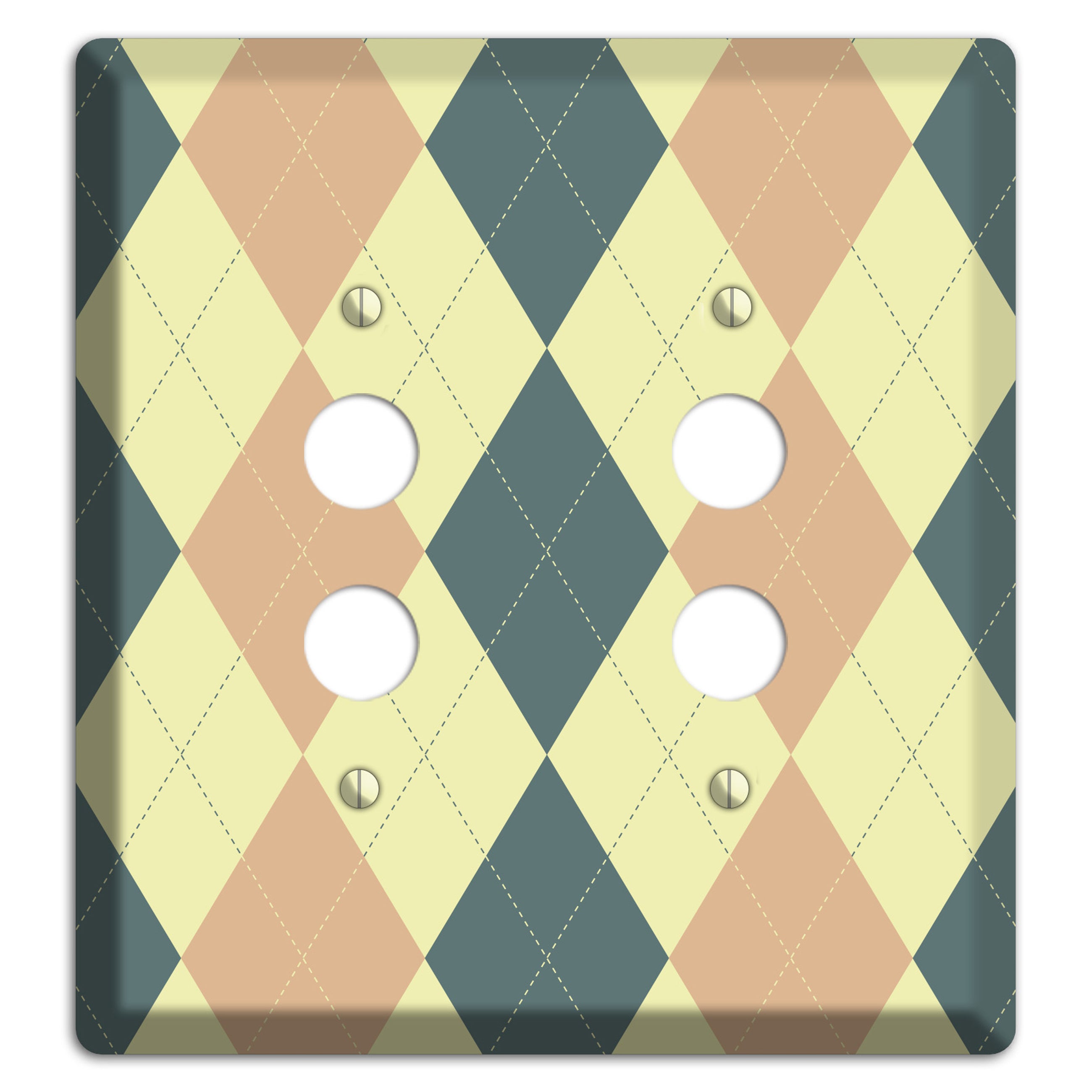 Yellow and Beige Argyle 2 Pushbutton Wallplate