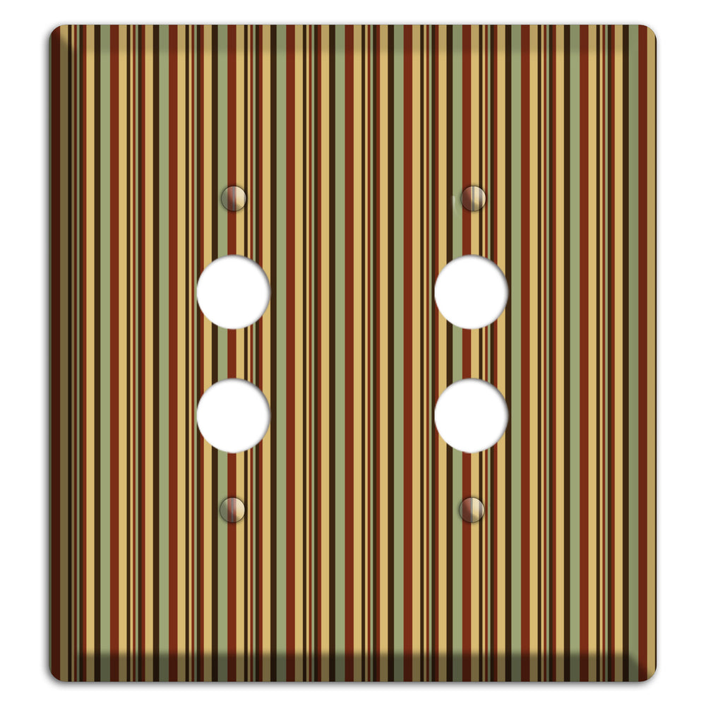 Red and Green Stripes 2 Pushbutton Wallplate
