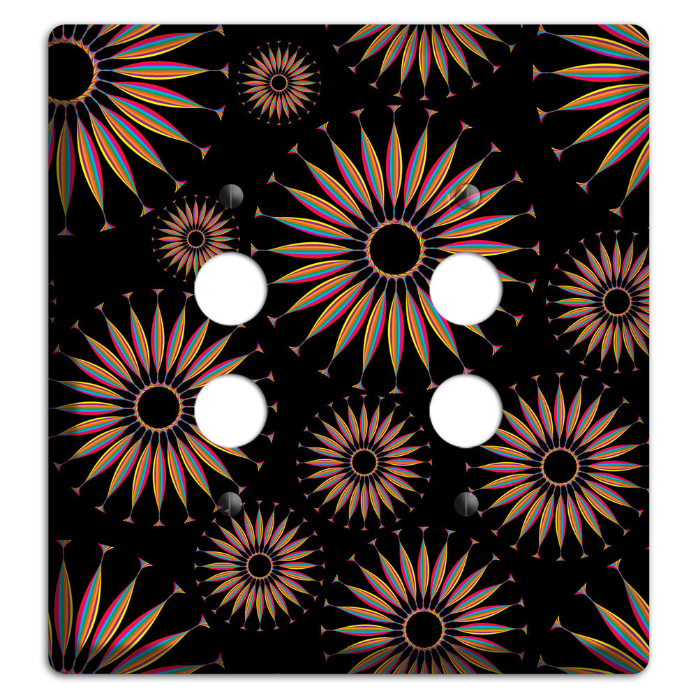 Black with Multi Suzani 2 Pushbutton Wallplate