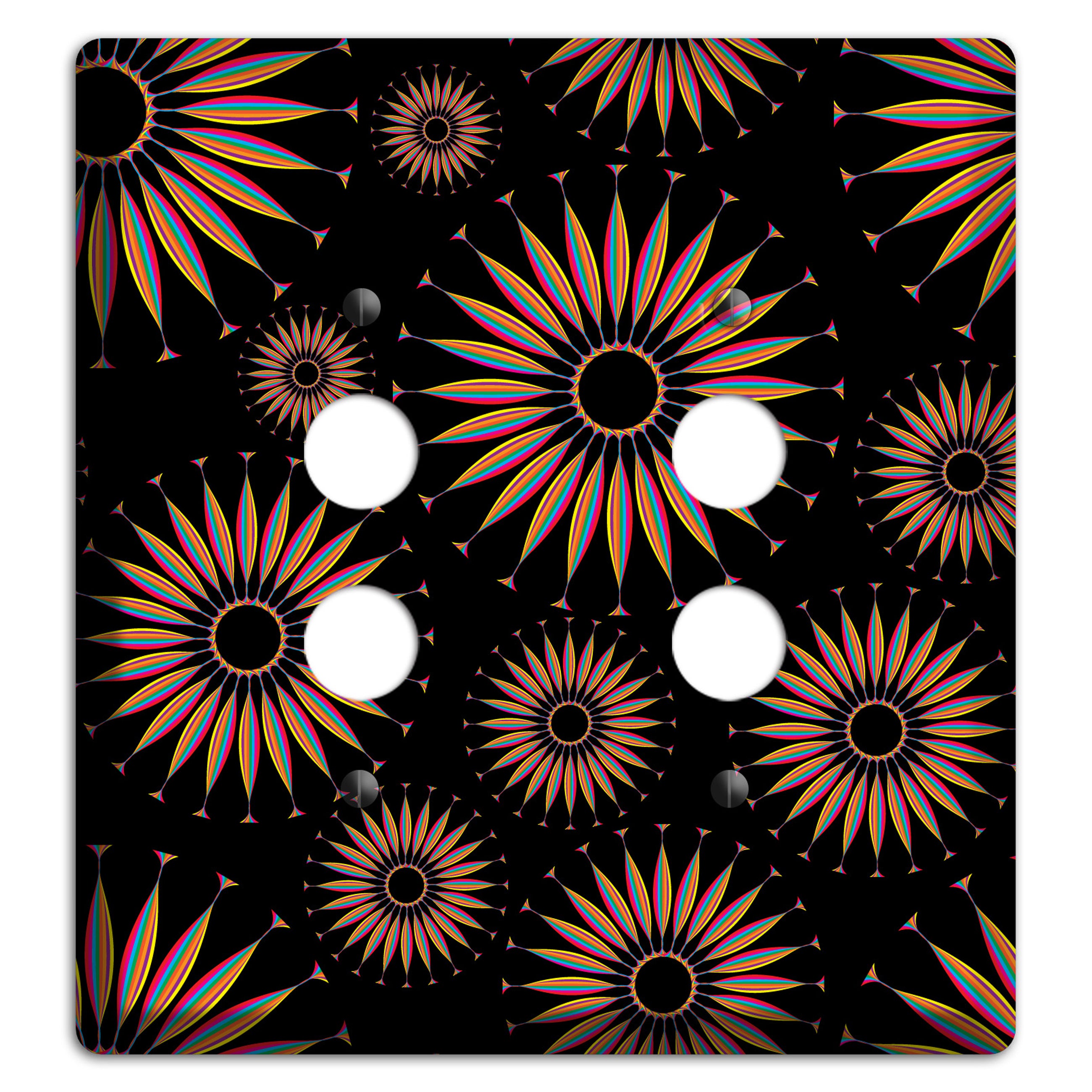 Black with Multi Suzani 2 Pushbutton Wallplate