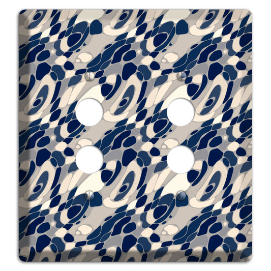 Blue and Beige Large Abstract 2 Pushbutton Wallplate