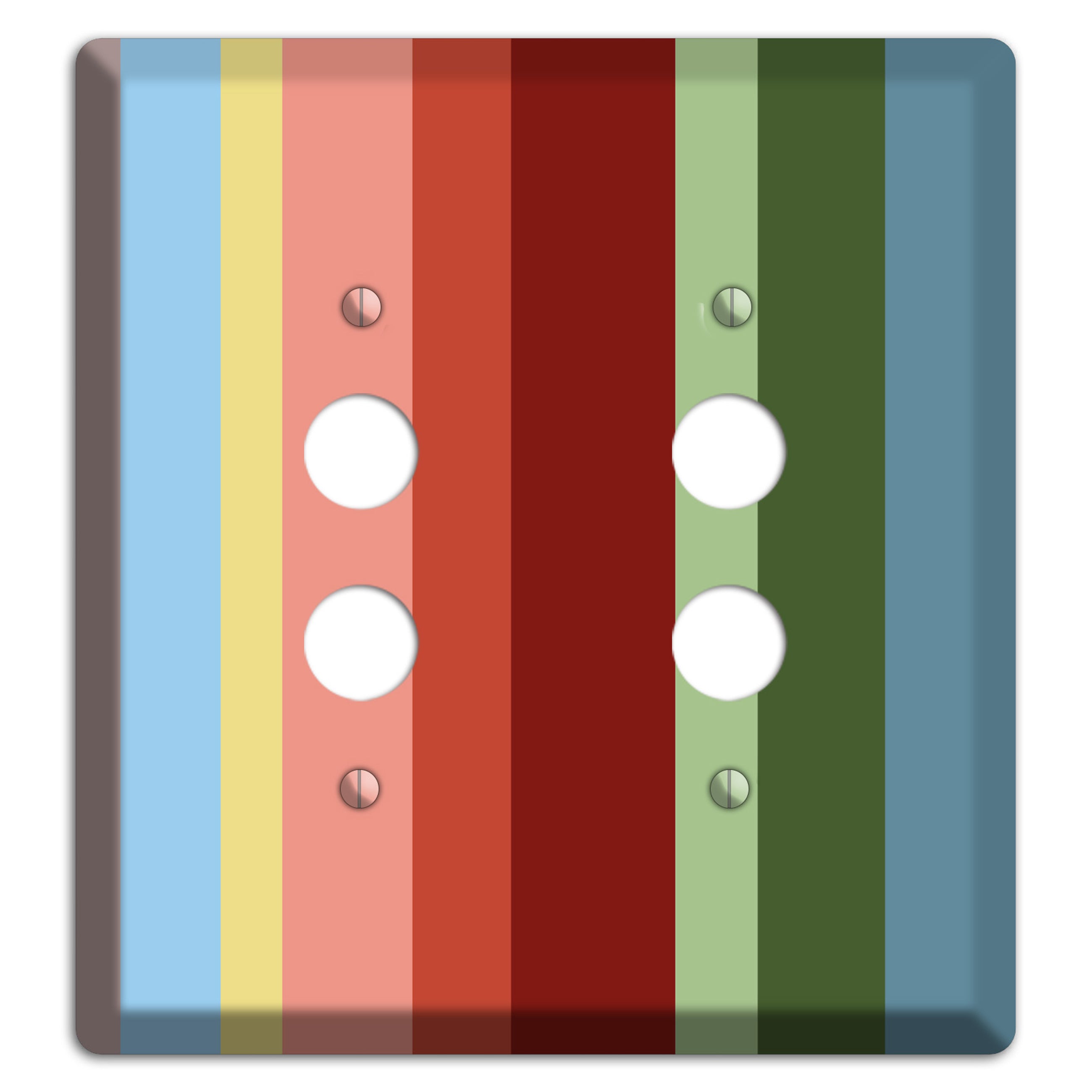 Multi Pastel Vertical Stripe 2 Pushbutton Wallplate