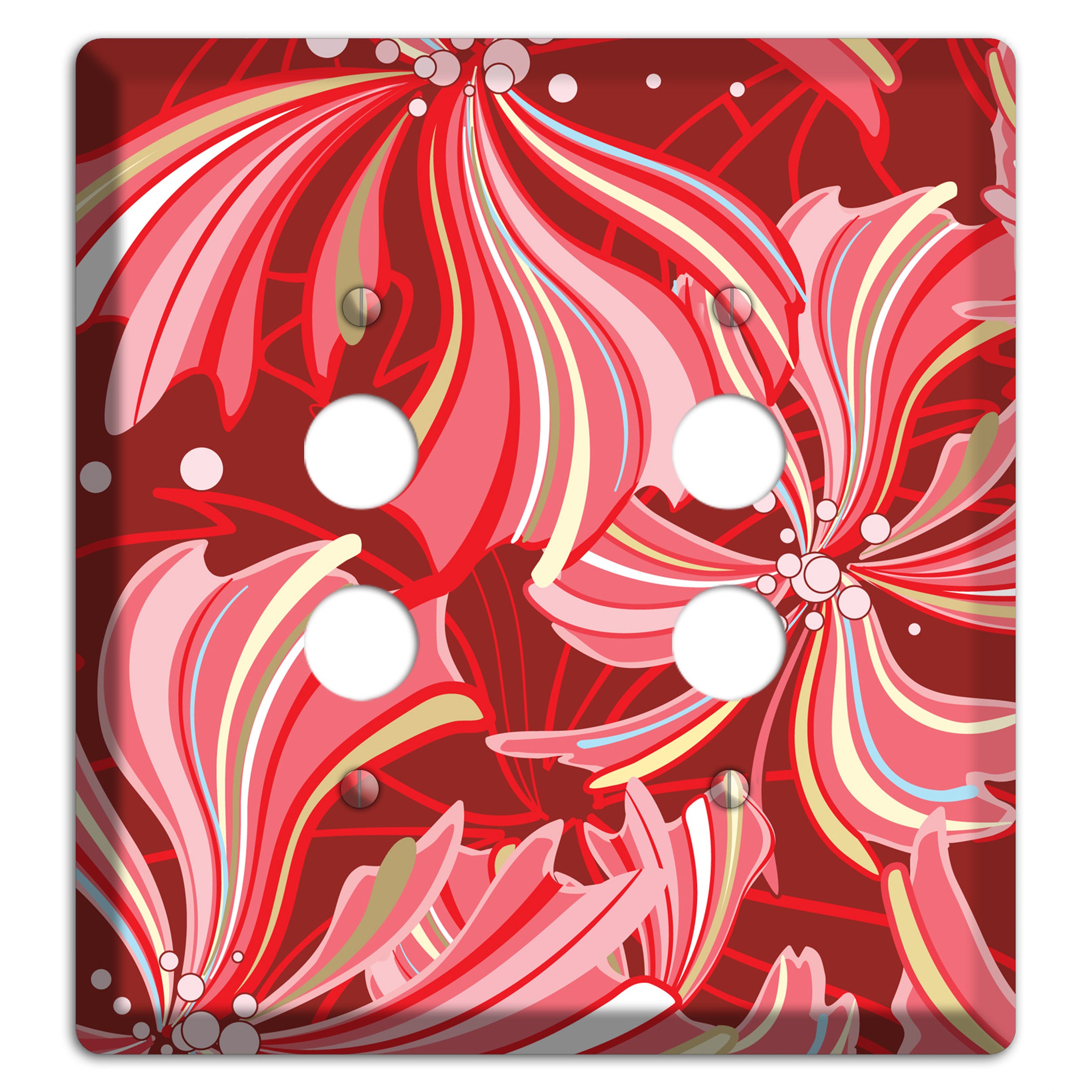 Red Deco Blossoms 2 Pushbutton Wallplate