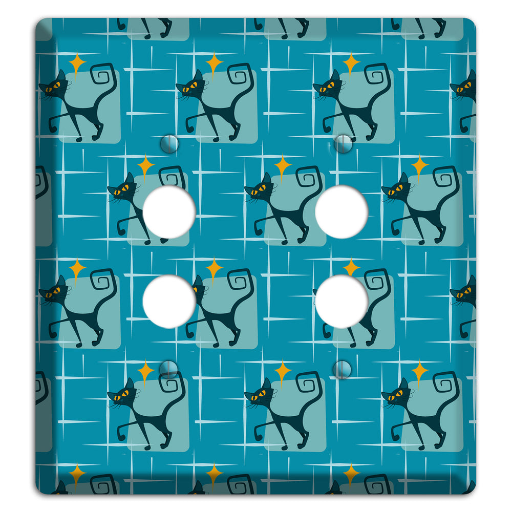 Teal Kitties 2 Pushbutton Wallplate