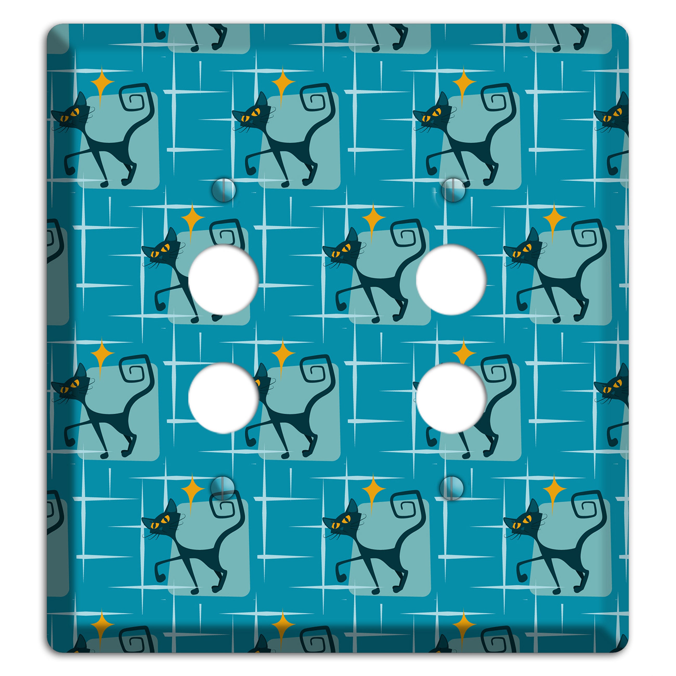 Teal Kitties 2 Pushbutton Wallplate
