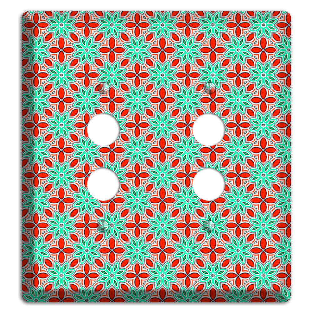 Green and Red Foulard 2 Pushbutton Wallplate
