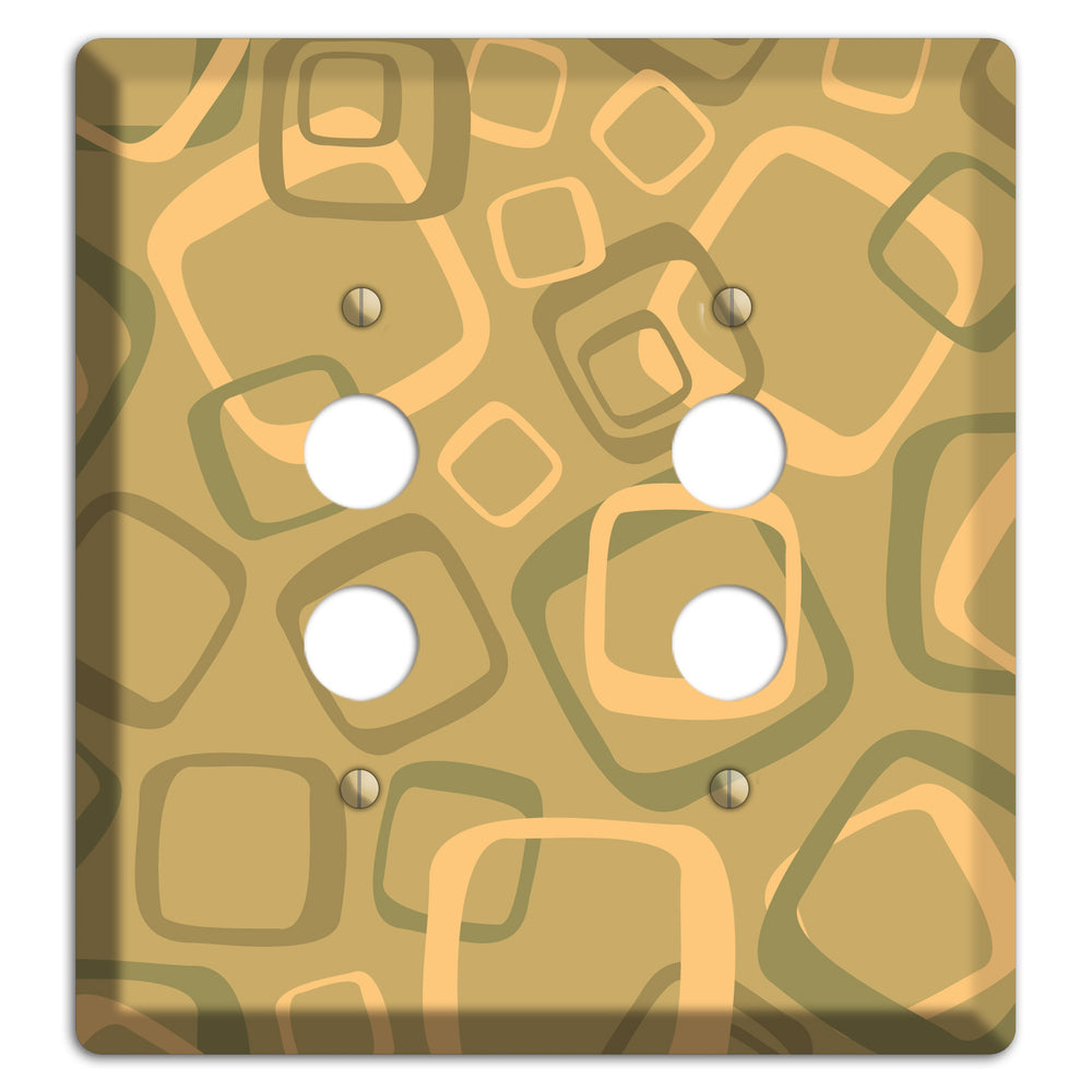 Multi Olive Random Retro Squares 2 Pushbutton Wallplate