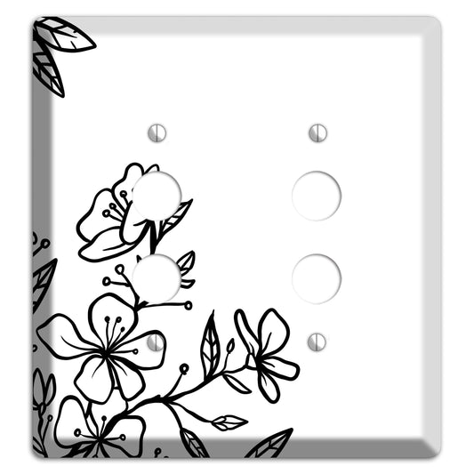 Hand-Drawn Floral 18 2 Pushbutton Wallplate