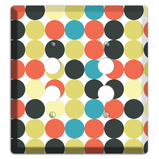 Coral Black Yellow Olive Blue Aqua Tiled Dots 2 Pushbutton Wallplate