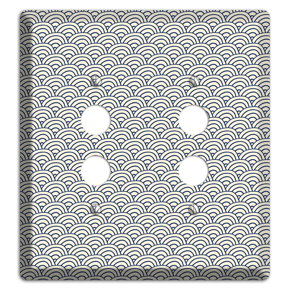 Beige Scallop Print 2 Pushbutton Wallplate