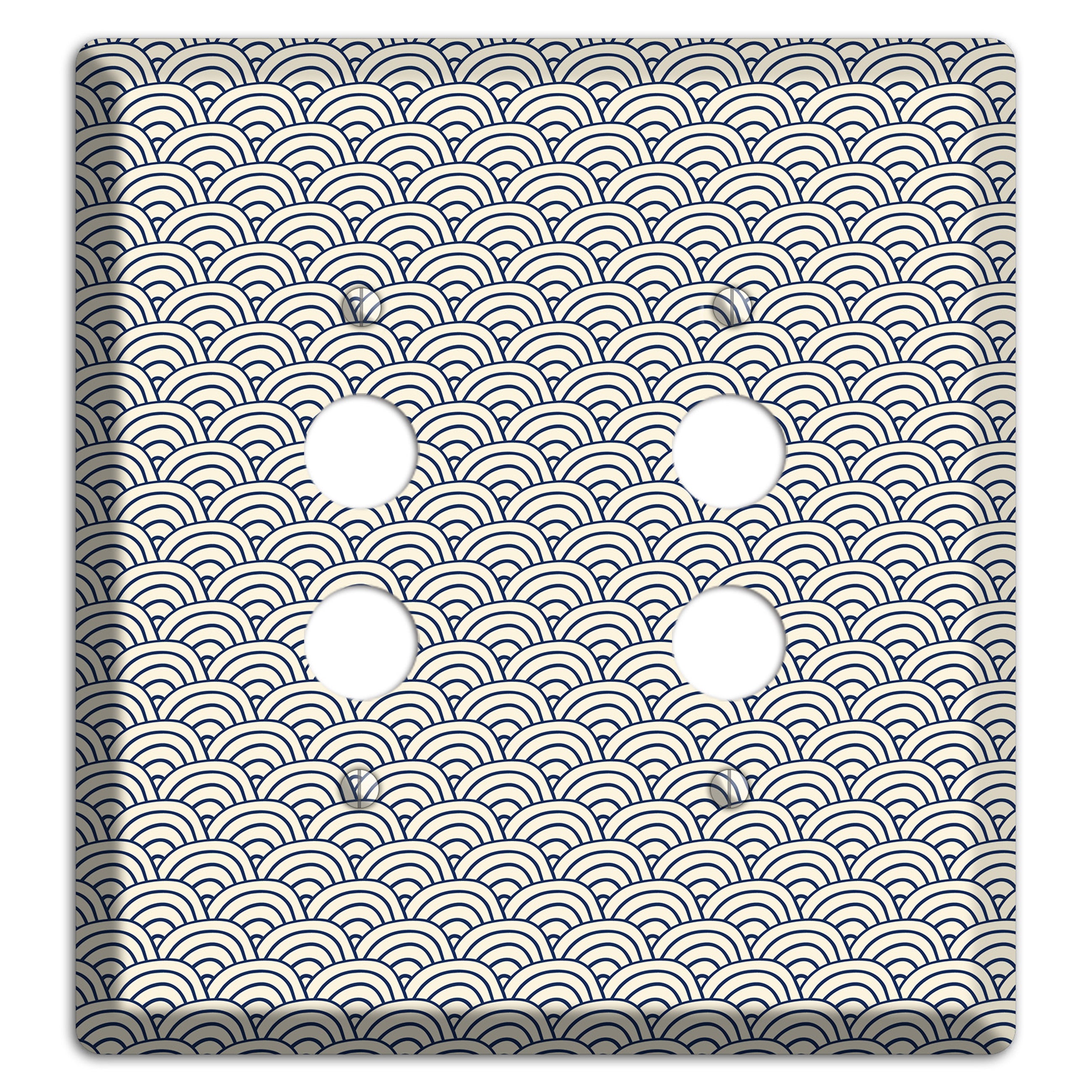 Beige Scallop Print 2 Pushbutton Wallplate