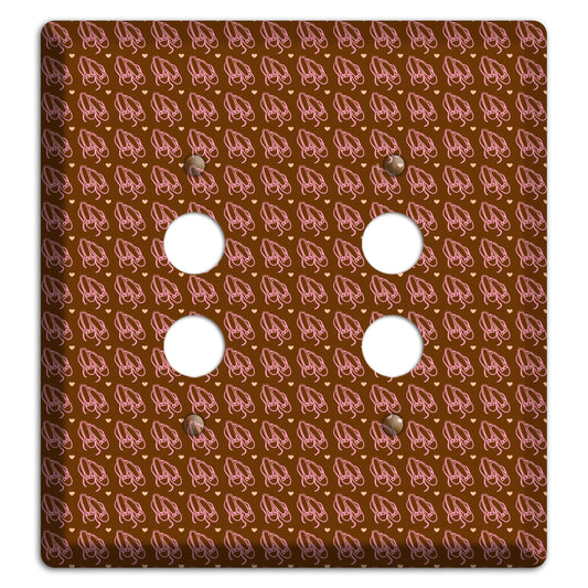 Brown with Pink Ballet Slippers 2 Pushbutton Wallplate