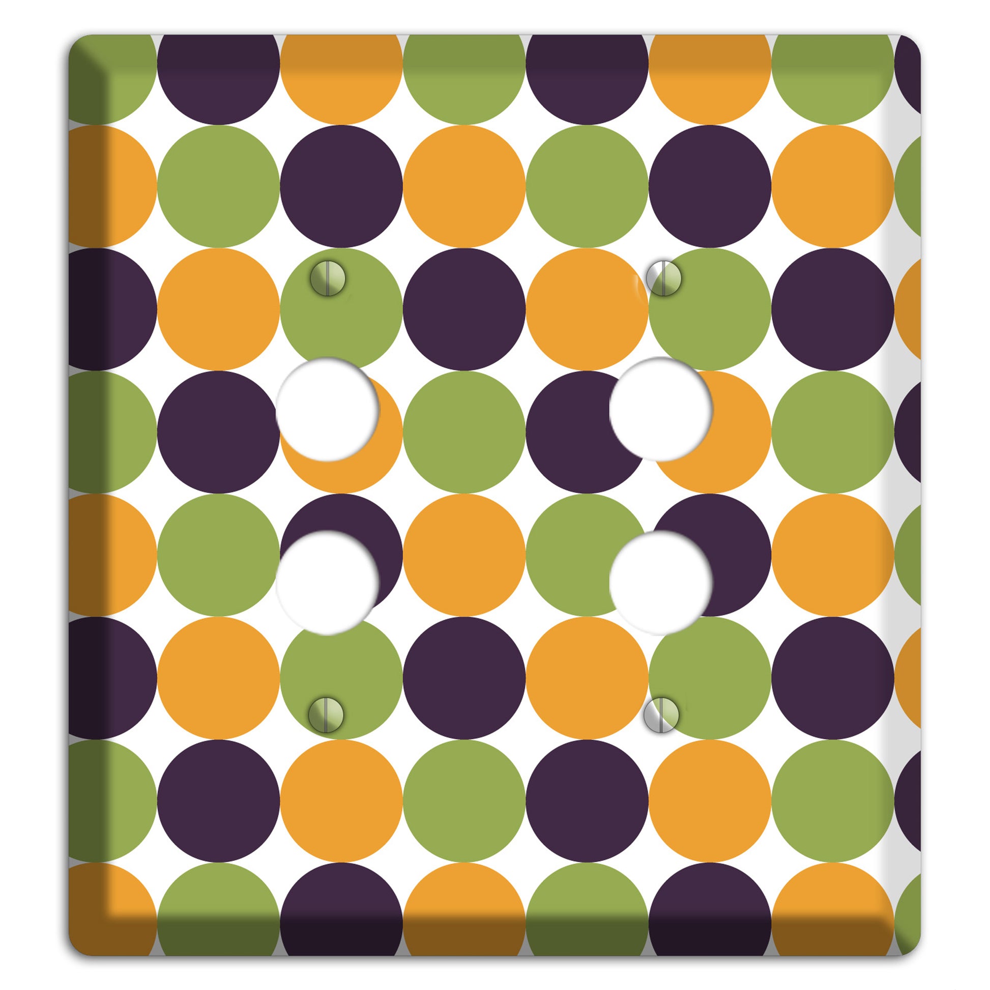 Olive Eggplant Orange Tiled Dots 2 Pushbutton Wallplate