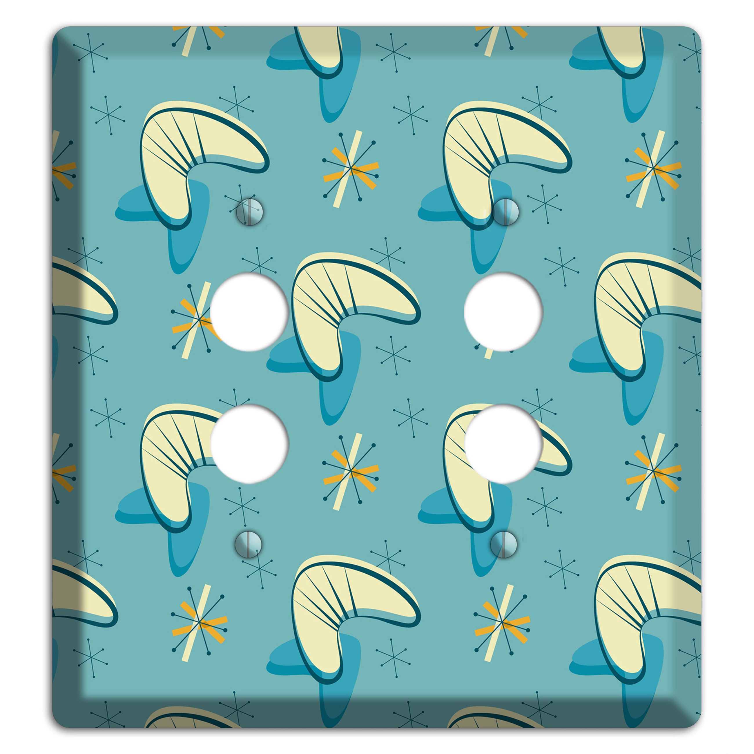 Yellow and Blue Boomerang 2 Pushbutton Wallplate