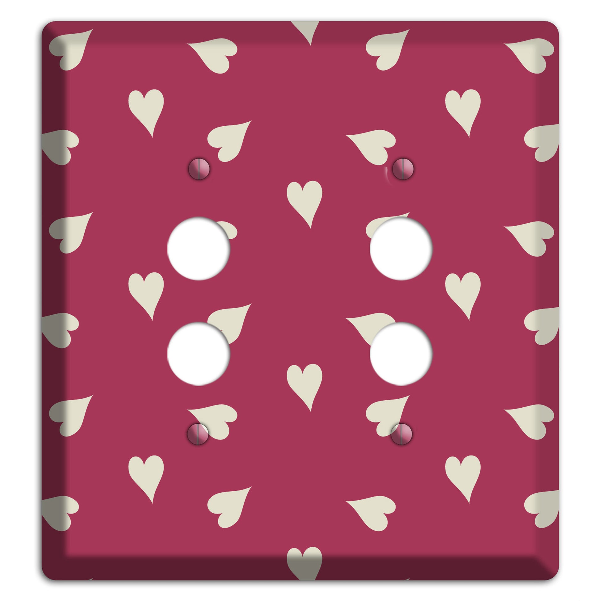 Fuschia with White Hearts 2 Pushbutton Wallplate