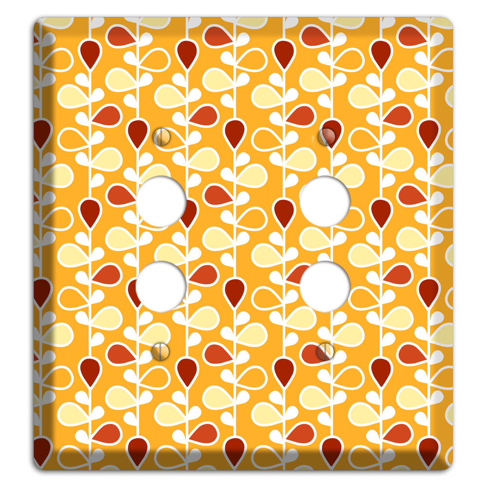 Orange with Yellow and Red Drop and Vine 2 Pushbutton Wallplate