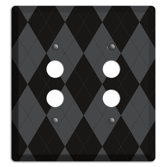 Black and Grey Argyle 2 Pushbutton Wallplate