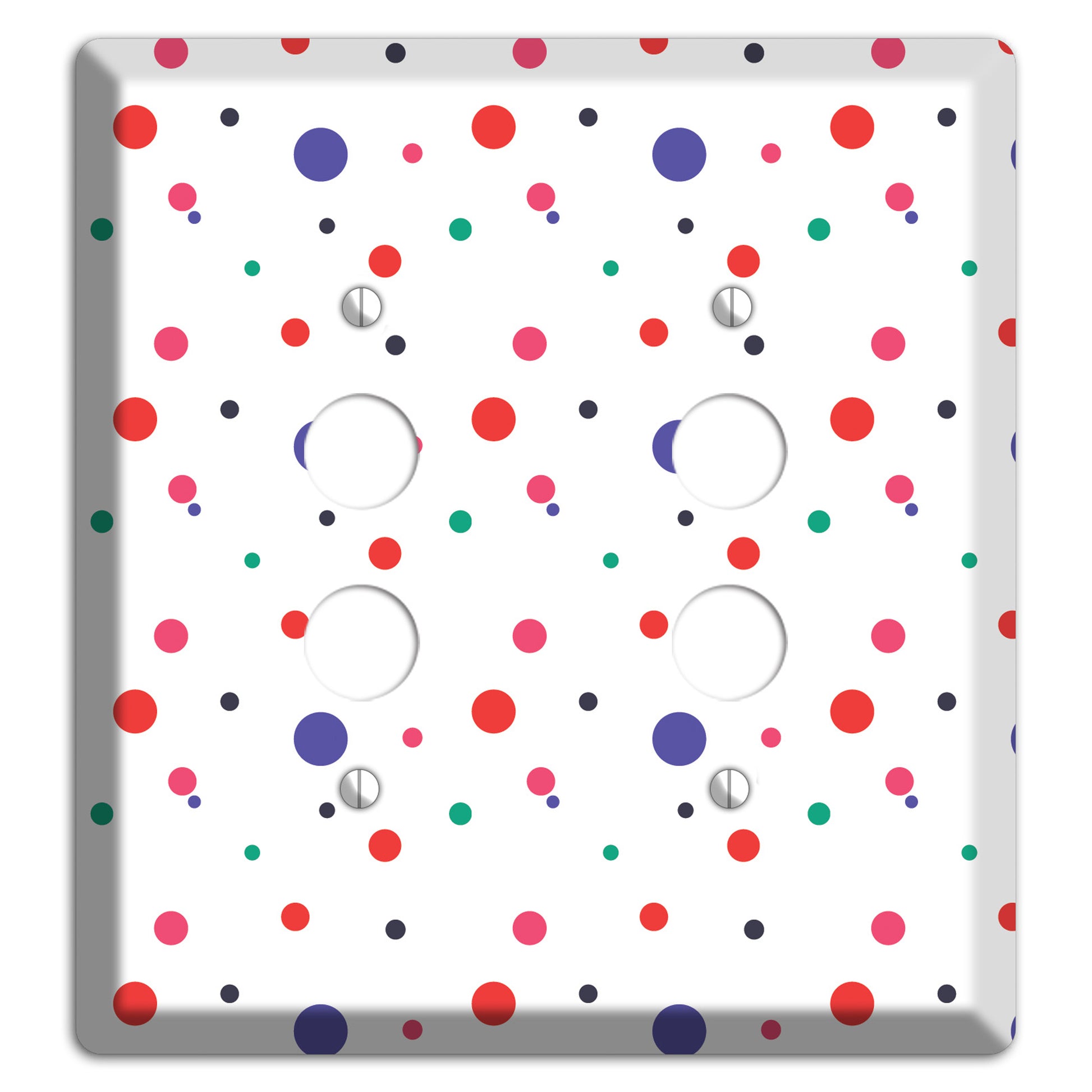 White with Multi Color Small Dots 2 Pushbutton Wallplate