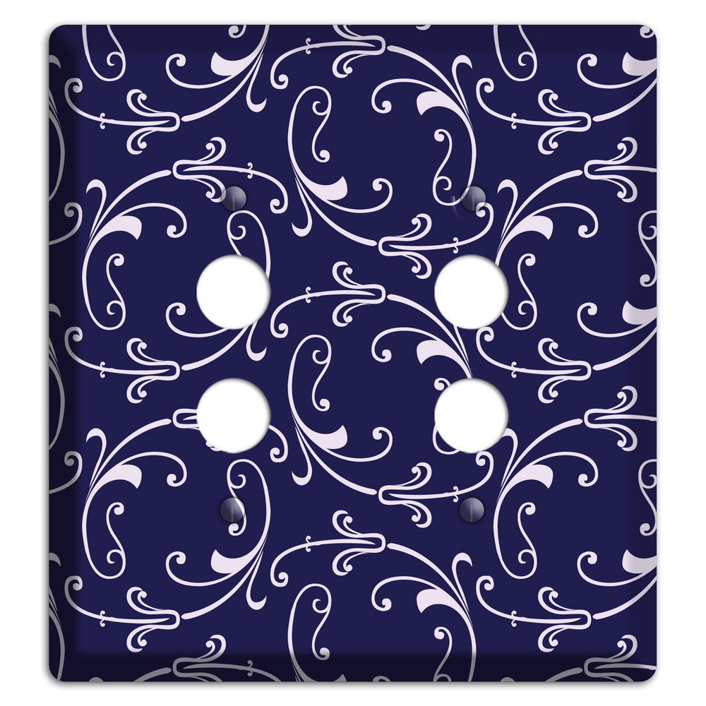 Navy Victorian Sprig 2 Pushbutton Wallplate