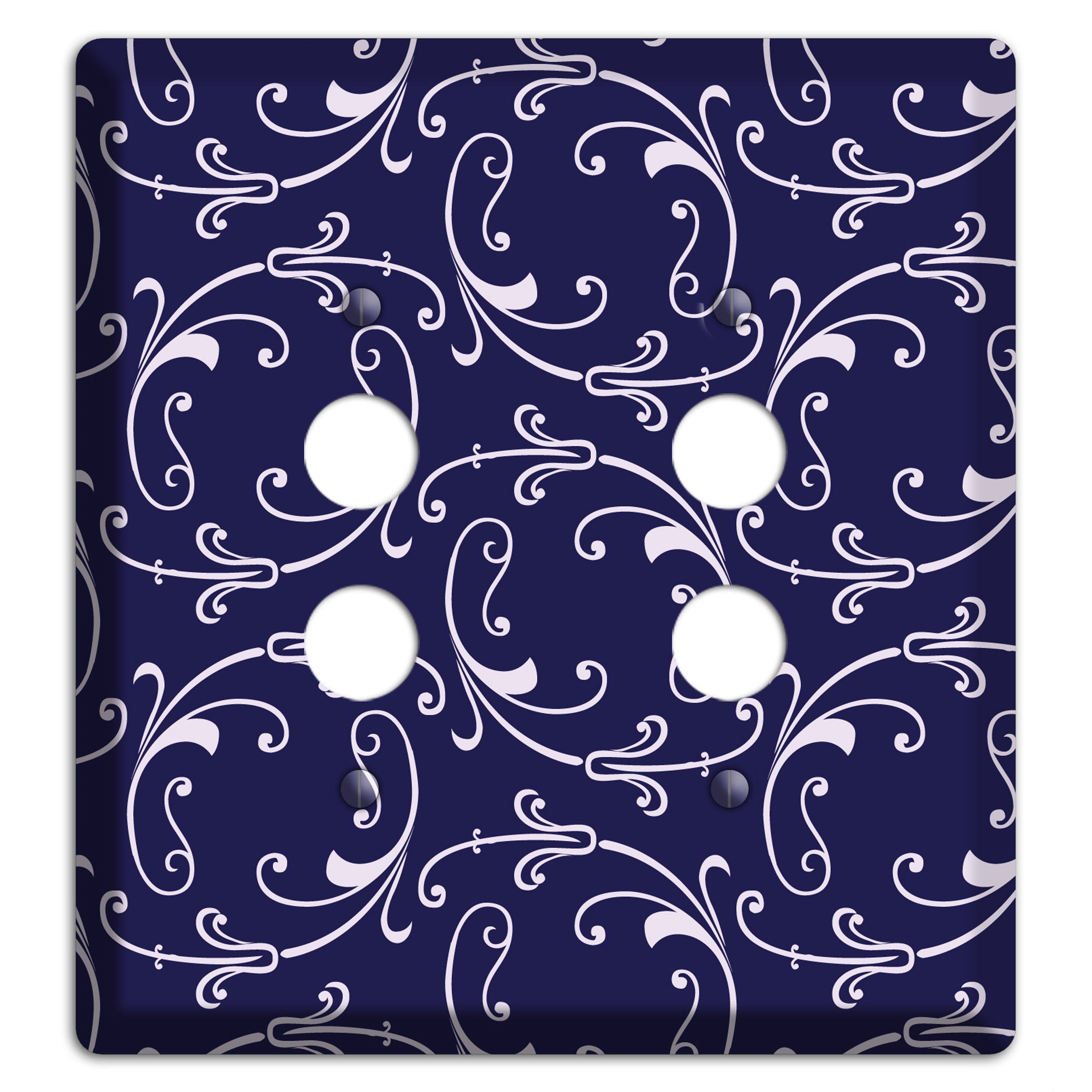 Navy Victorian Sprig 2 Pushbutton Wallplate